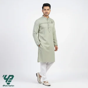 Designer Lemon Color Panjabi with Exclusive Chest Work - 4point Fashion