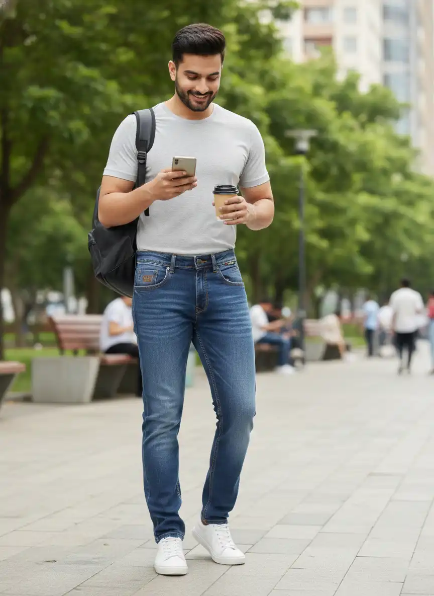 Combo Pack- Premium Men's Spandex Denim Jeans - Dark Solid & Light 3D Wash - Image 14