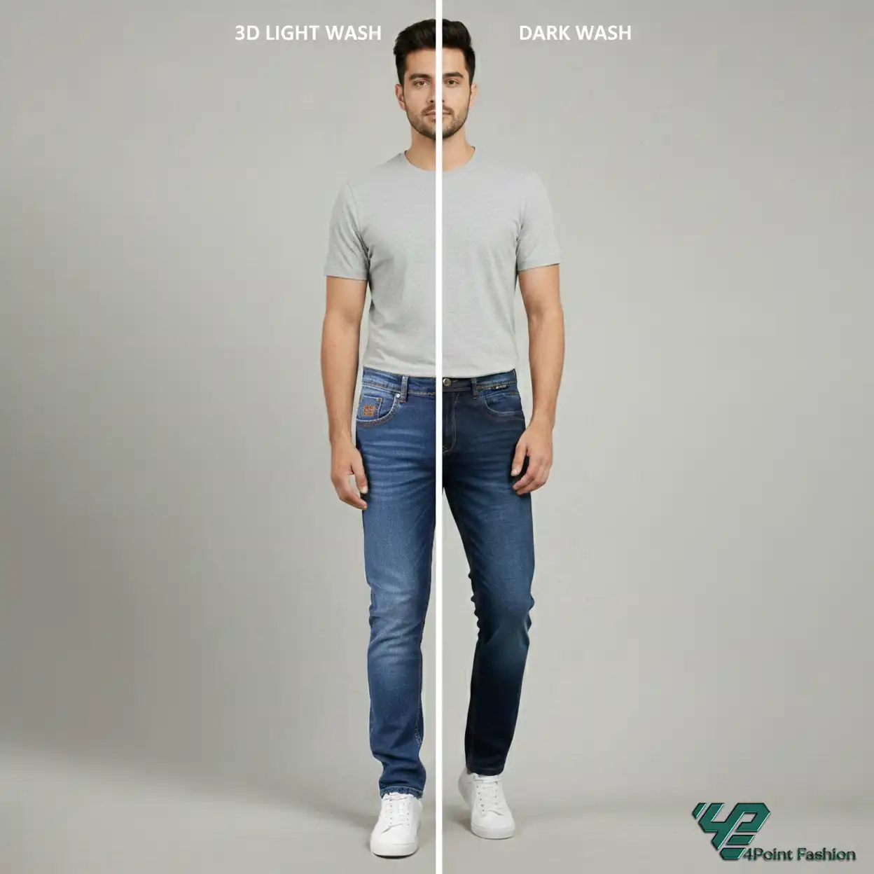 Combo Pack- Premium Men's Spandex Denim Jeans - Dark Solid & Light 3D Wash